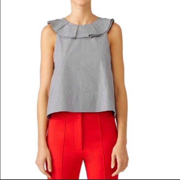 Tibi Striped Ruffle Top - Picture 1 of 8